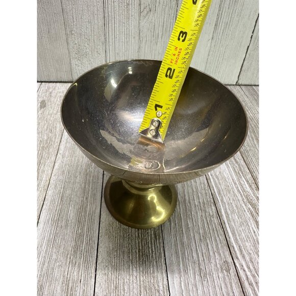 Vintage Set of 6 Etched Brass Footed Goblets Bowls Patina Made in India 4" Tall - Picture 8 of 8